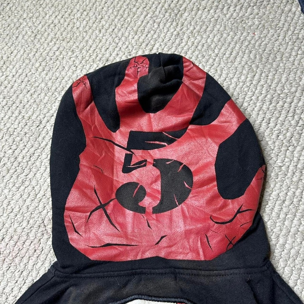 Y2K Vintage 2000s skater grunge Embroidered Five Finger Death Punch skull Hoodie - Picture 5 of 8